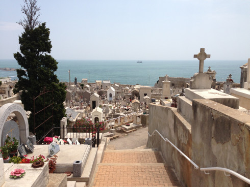 View from the "Cimetière Marin" over the port of Sète out to the Mediterranean 